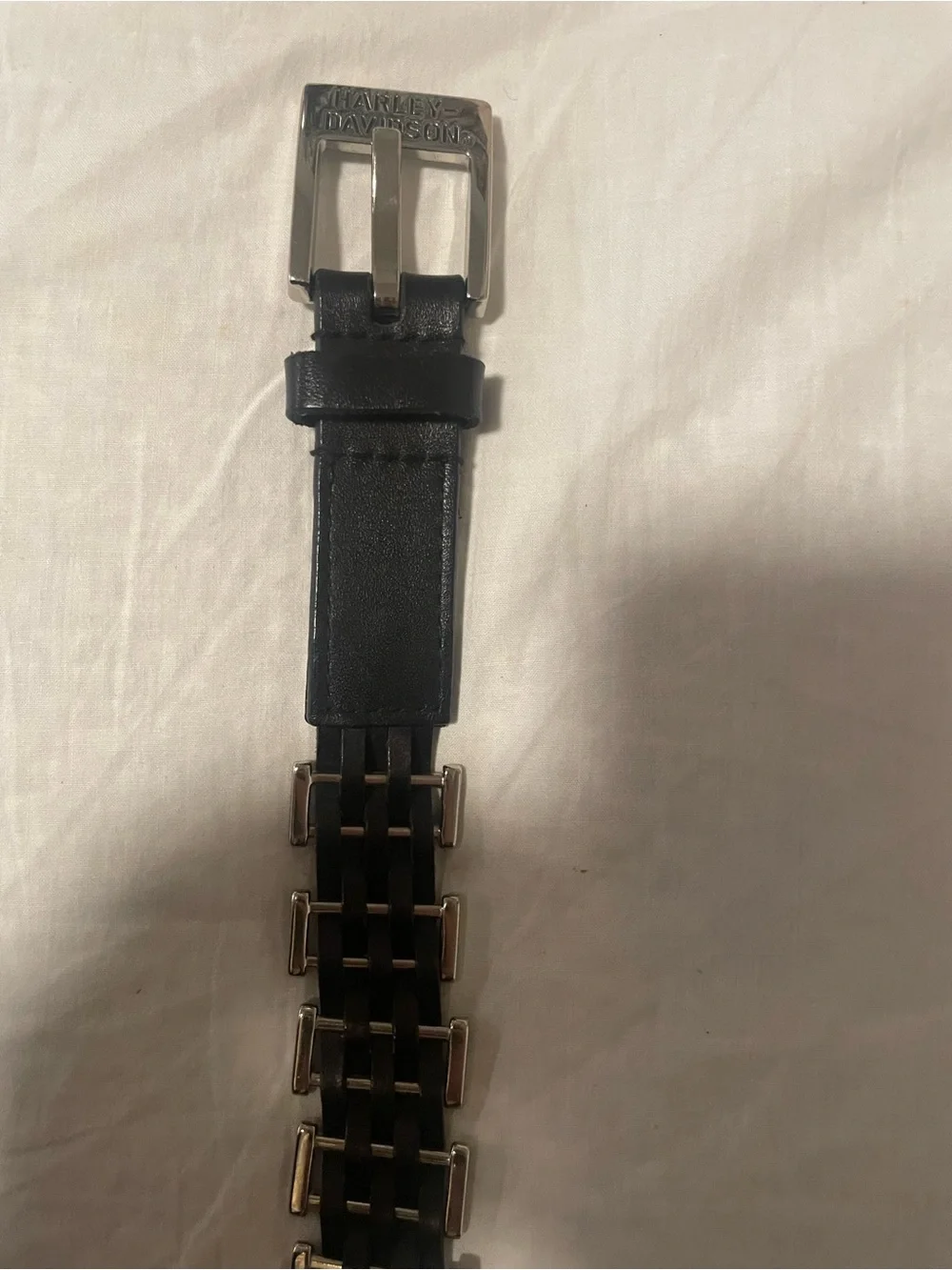 Harley-Davidson Women's Black Leather Belt with Silver Hardware